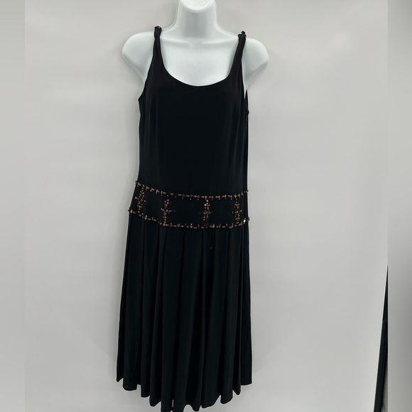 Talbots Women's 10P Petite Black Pleated A-Line Sleeveless Dress - Picture 4 of 12
